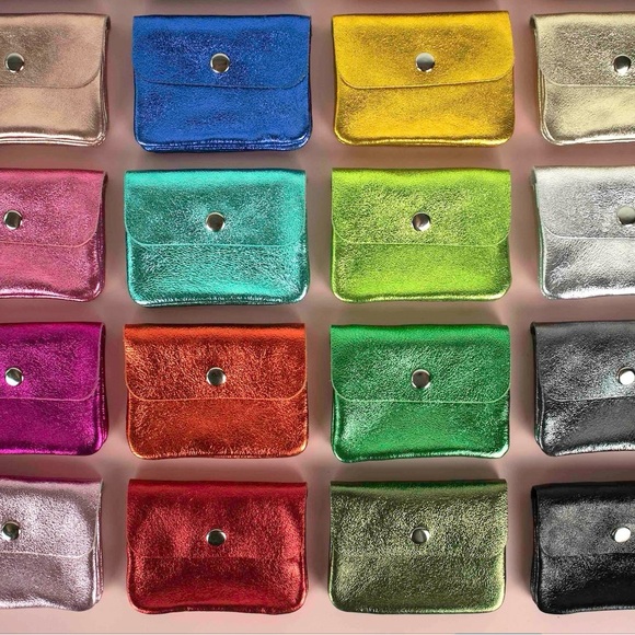 Red Metallic Leather Coin Purse - Picture 10 of 11